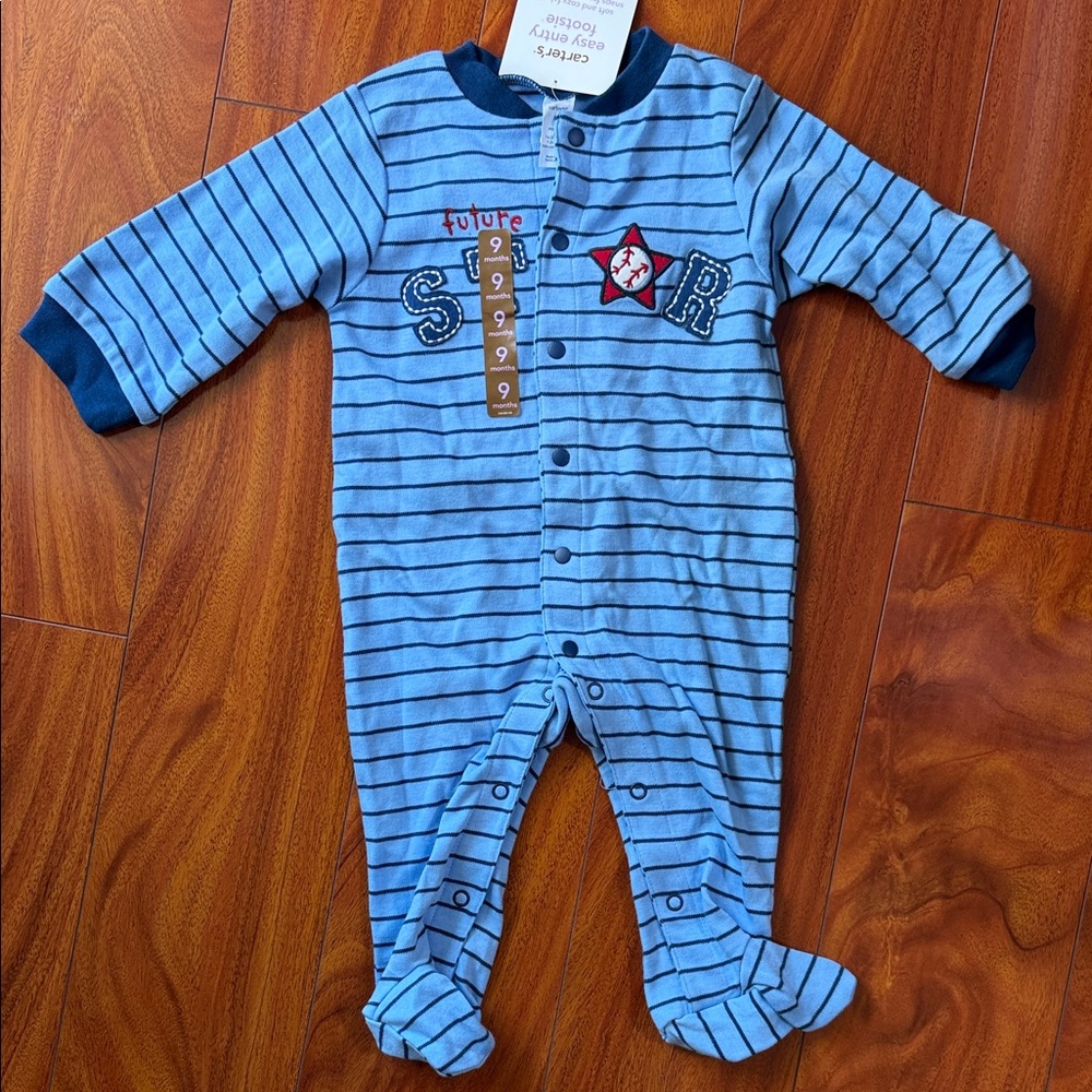 Carter's Blue Striped Star Footie